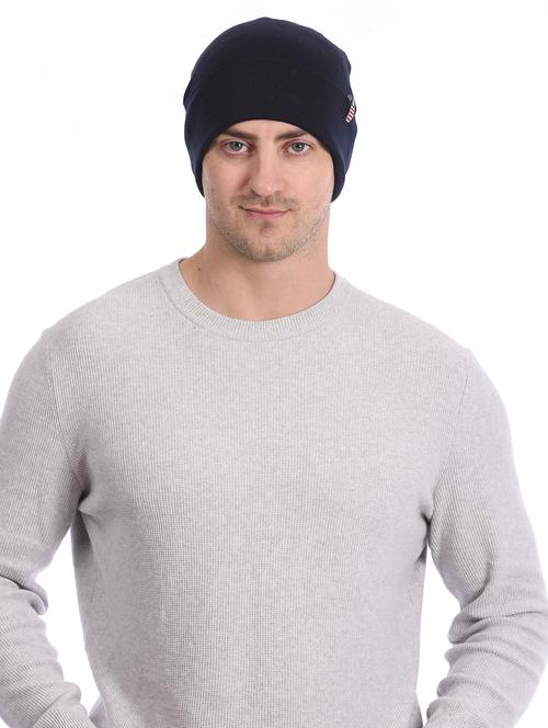 men black self designed beanies   - 21732904 - Very Small Image - 1