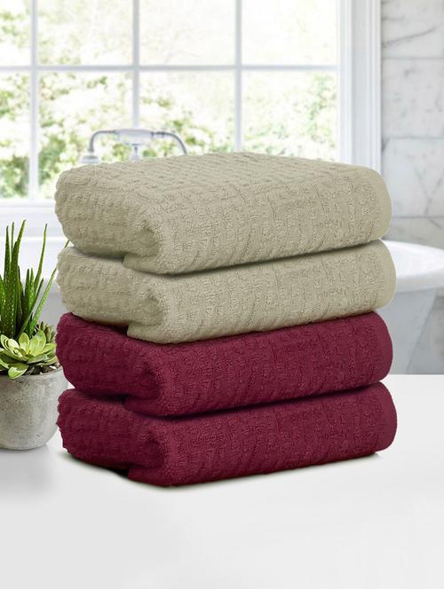 four hand towels (40 x 60 cms) pure cotton hand towel set in two colors - 21737281 - Very Small Image - 1