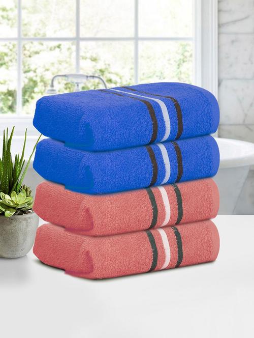 four hand towels (40 x 60 cms) pure cotton hand towel set in two colors - 21737284 - Very Small Image - 1