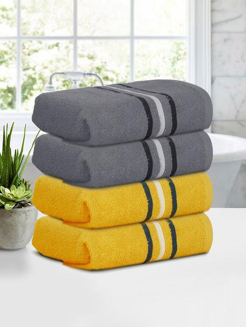 four hand towels (40 x 60 cms) pure cotton hand towel set in two colors - 21737287 - Very Small Image - 1