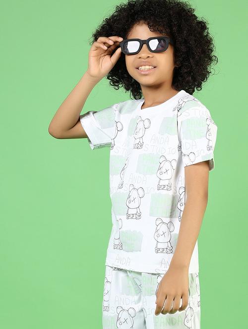 boys white printed shirt sleeve co-ord set - 21737870 - Very Small Image - 1