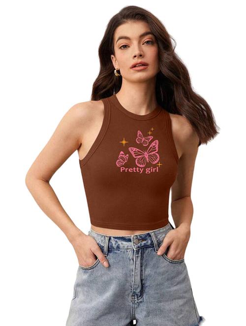 women printed sleeveless crop top  - 21738213 - Very Small Image - 1