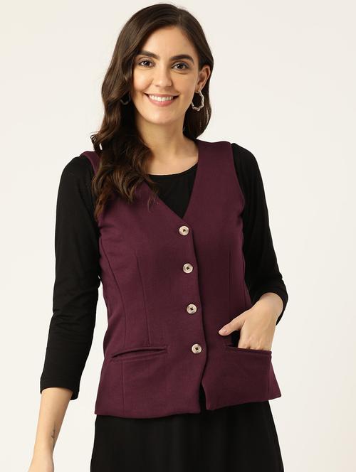 women solid sleeveless waist coat - 21740909 - Very Small Image - 1