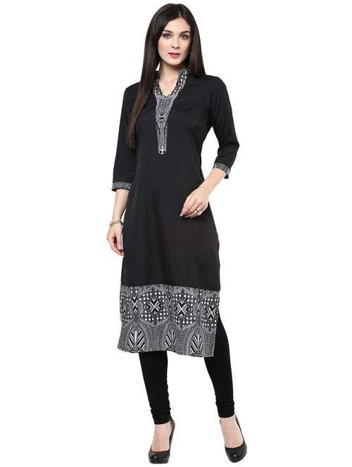 women black placement print straight kurta - 21743047 - Very Small Image - 1