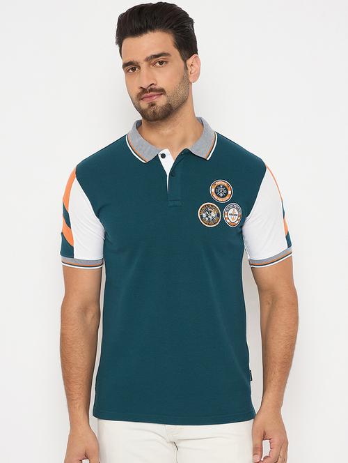 men short sleeves color block polo t-shirt - 21743264 - Very Small Image - 1