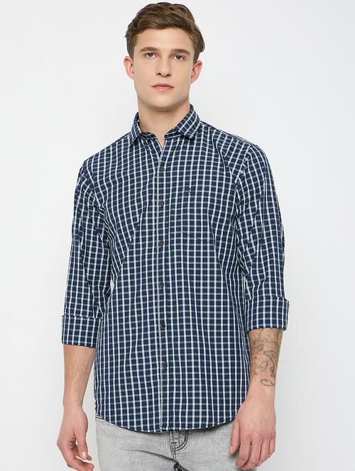 men long sleeves checkered casual shirt - 21743341 - Very Small Image - 1