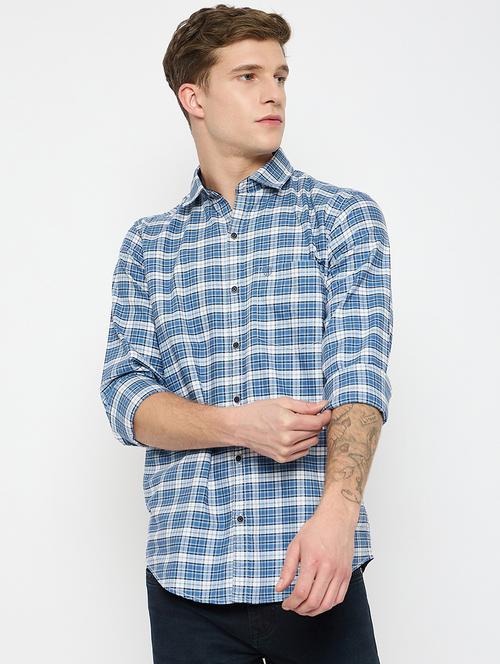 men long sleeves checkered casual shirt - 21743343 - Very Small Image - 1