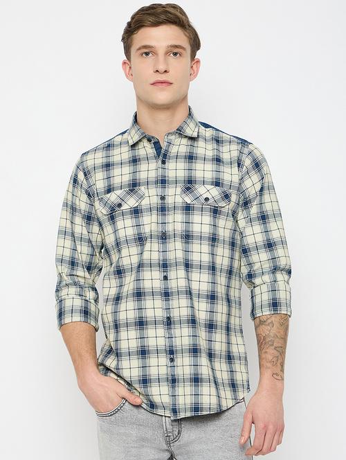 men long sleeves checkered casual shirt - 21743374 - Very Small Image - 1