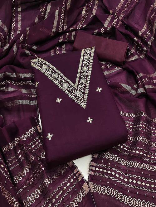 Embroidered Unstitched Suit Set With Dupatta - 21744054 - Very Small Image - 1