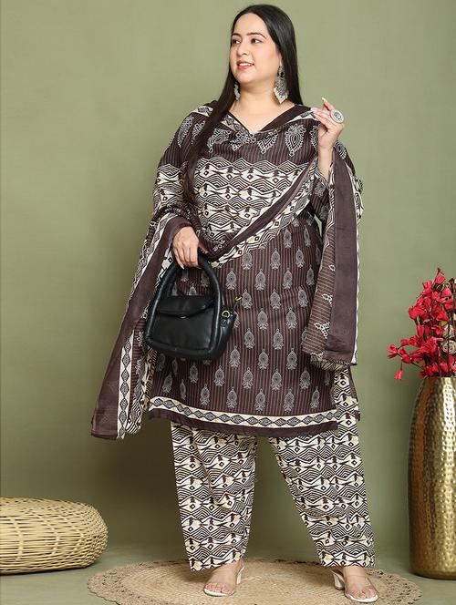 women printed plus size kurta salwar with dupatta set - 21745753 - Very Small Image - 1