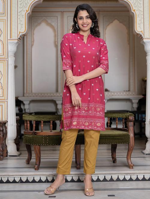 women mandarin neck printed straight kurta - 21747764 - Very Small Image - 1