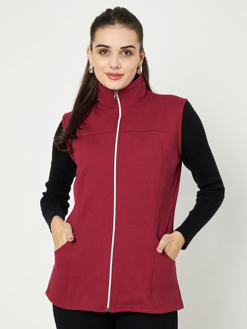 women solid sleeveeless regular jacket - 21748676 - Very Small Image - 1