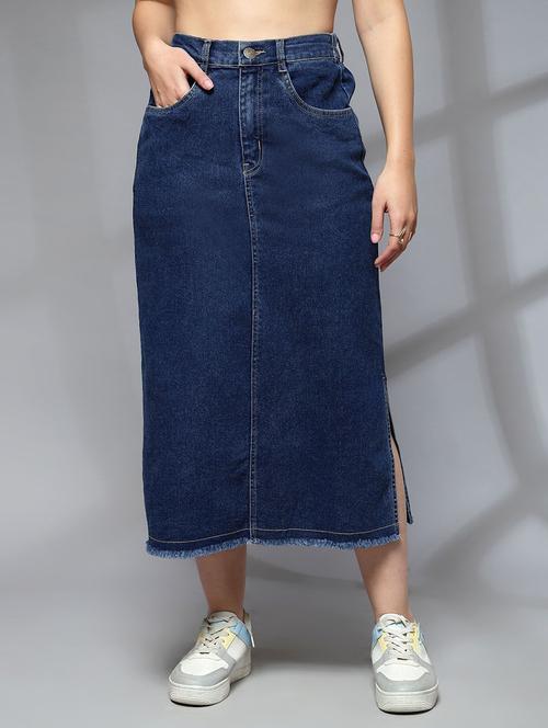 women solid high rise denim skirt - 21748838 - Very Small Image - 1