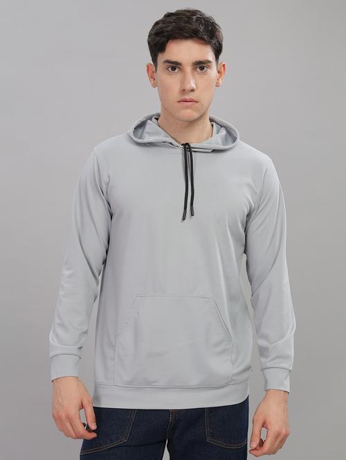 men solid long sleeve regular fit hooded sweatshirt - 21749370 - Very Small Image - 1