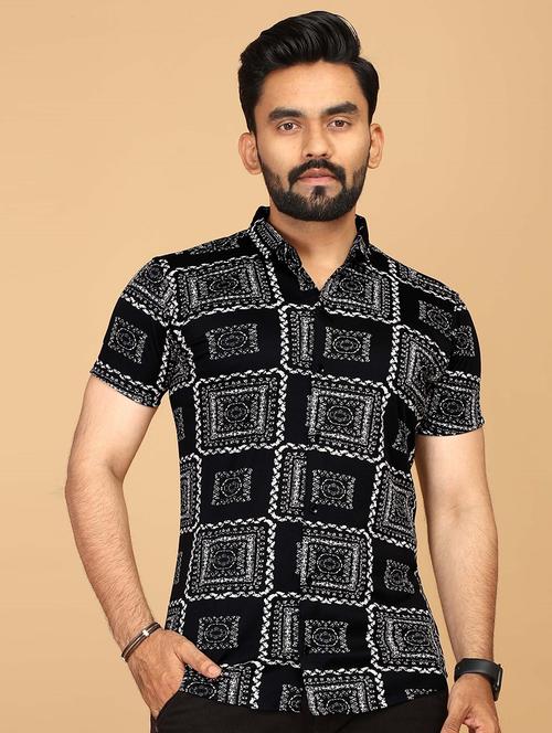 men printed short sleeve regular fit casual shirt - 21749478 - Very Small Image - 1