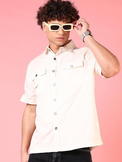 men cuban collared short sleeves casual shirt - 21749802 - Very Small Image - 1