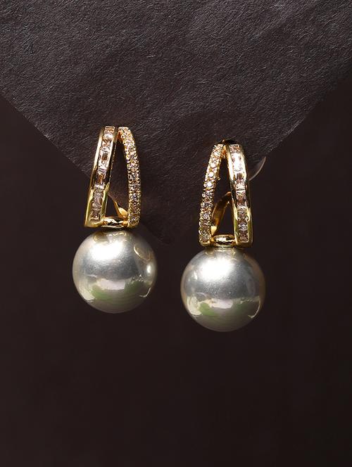 women stone studded pearl detailed drop earrings - 21750802 - Very Small Image - 1