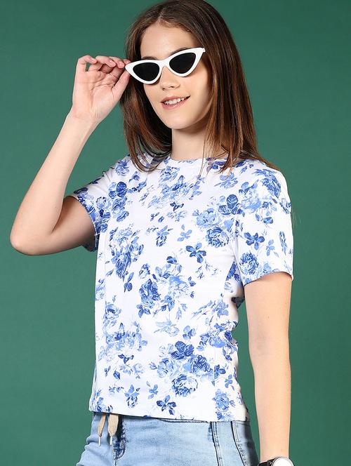 Women Floral Print Short Sleeve Regular T-shirt - 21753578 - Very Small Image - 1