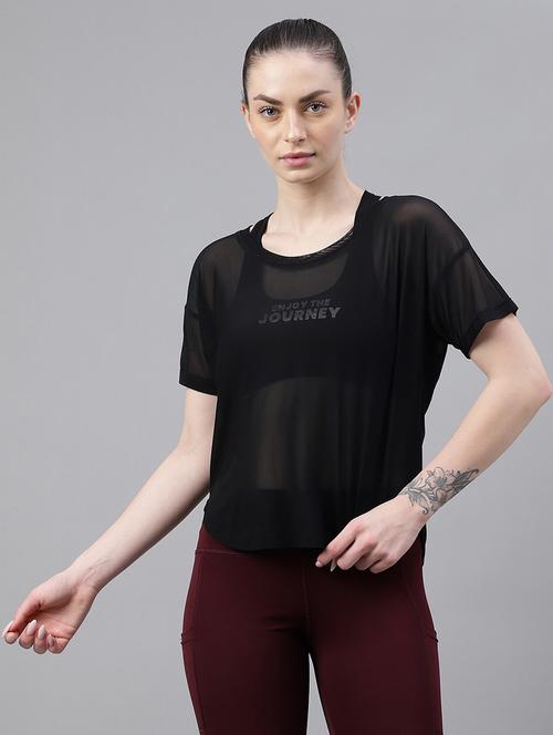 women typography printed relaxed fit dri-fit t-shirt - 21762970 - Very Small Image - 1