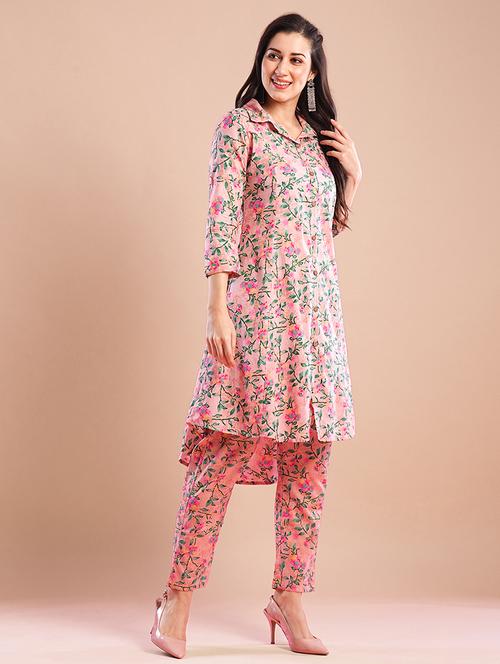 women printed three quarter sleeve kurta pant set - 21764491 - Very Small Image - 1