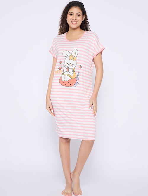 women printed round neck short sleeves sleepshirt - 21765162 - Very Small Image - 1