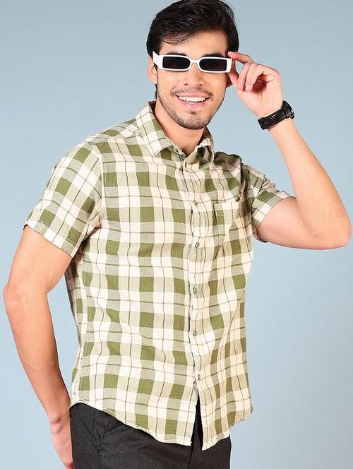 men checkered short sleeve regular fit casual shirt - 21765927 - Very Small Image - 1