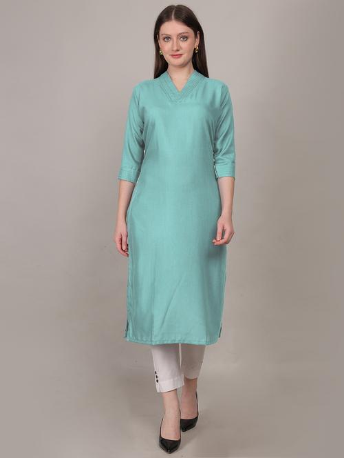 women three quarter sleeve straight kurta - 21768111 - Very Small Image - 1