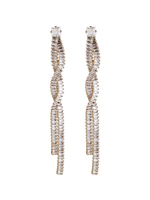 gold alloy linear drop earrings - 21775467 - Very Small Image - 1