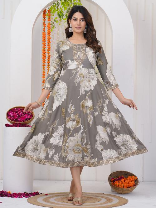 women embroidered three quarter sleeve ethnic dress - 21785047 - Very Small Image - 1