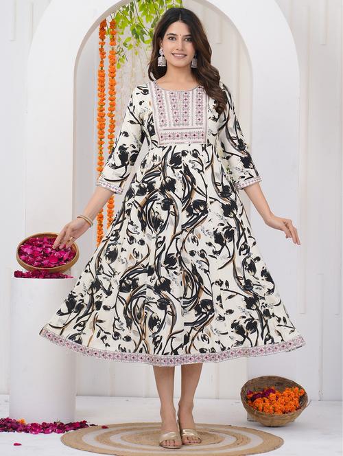 women embroidered three quarter sleeve ethnic dress - 21785052 - Very Small Image - 1