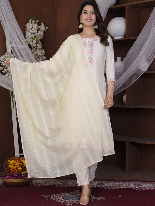 women three quarter sleeve kurta pant with dupatta set - 21785071 - Very Small Image - 1