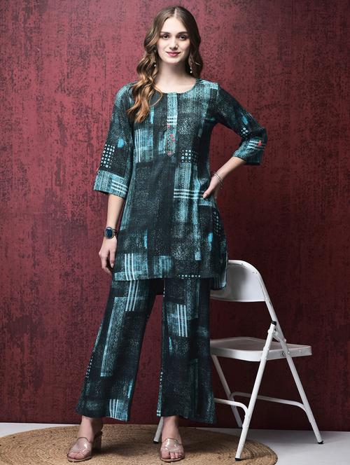women three quarter sleeve ethnic co-ord set - 21785475 - Very Small Image - 1
