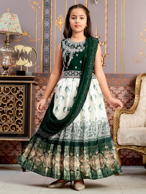 girls solid with work sleeveless lehenga choli set - 21786539 - Very Small Image - 1