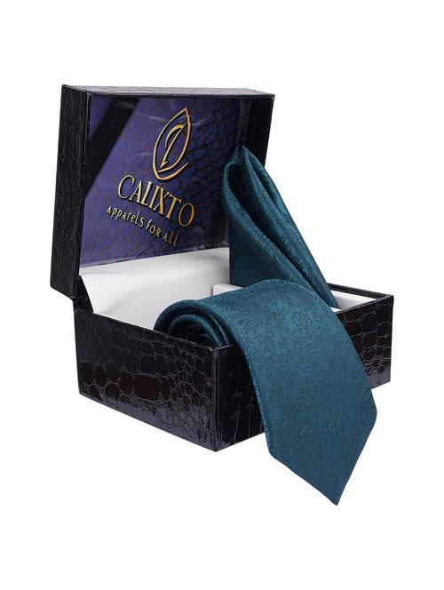 Men Textured Neck Tie With Pocket Square - 21786653 - Very Small Image - 1