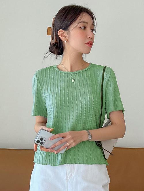 women solid short sleeves regular top - 21787058 - Very Small Image - 1