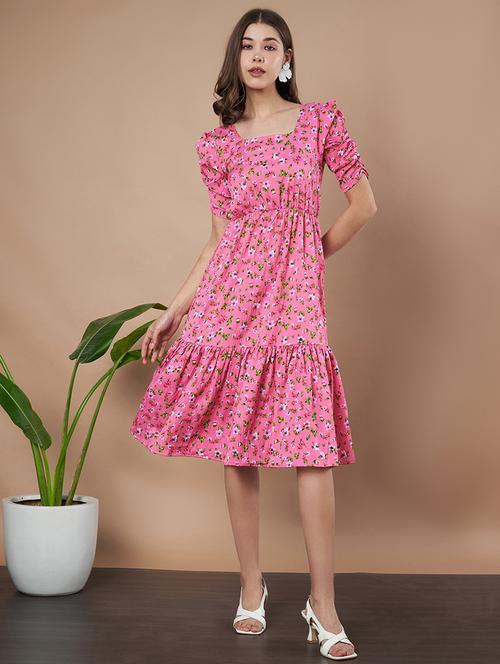 women floral printed puff sleeves tiered dress - 21787089 - Very Small Image - 1