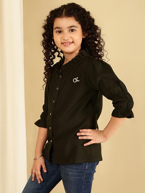 girls solid three quarter sleeve top - 21790932 - Very Small Image - 1
