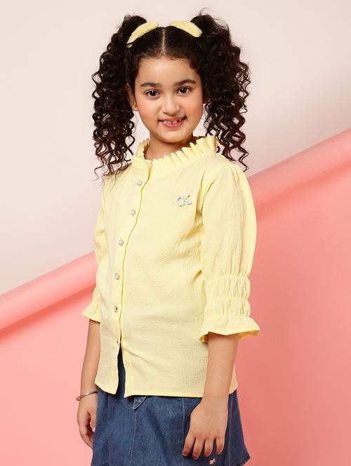 girls solid three quarter sleeve top - 21790933 - Very Small Image - 1