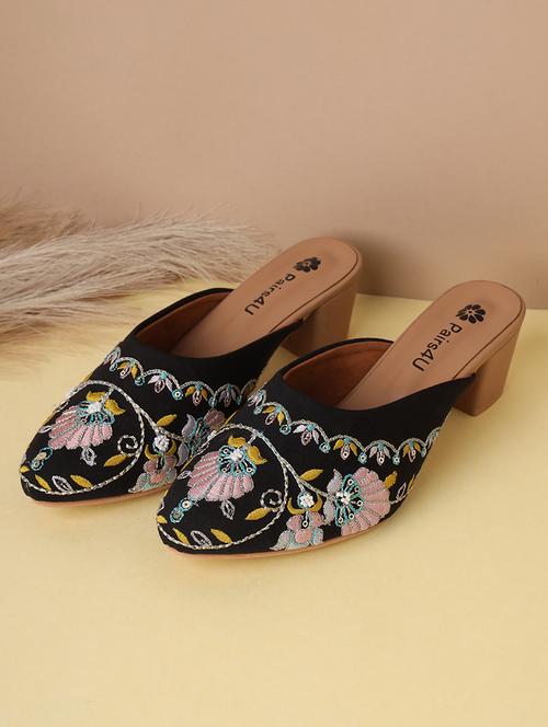 women embroidered block heel mules - 21791344 - Very Small Image - 1