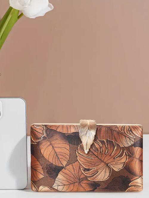 women brown twitst clasp clutch - 21791386 - Very Small Image - 1