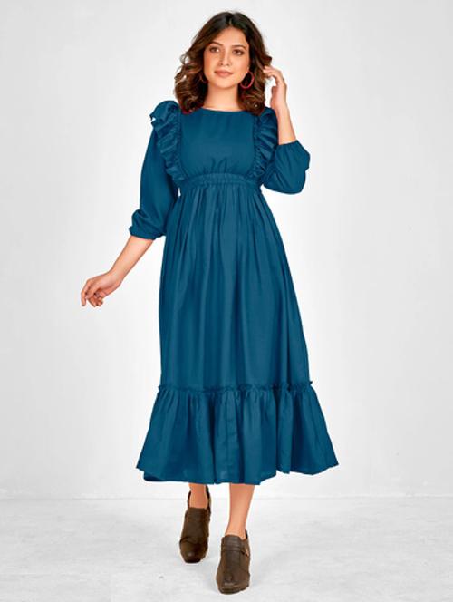 women three quarter sleeves tiered dress - 21796707 - Very Small Image - 1