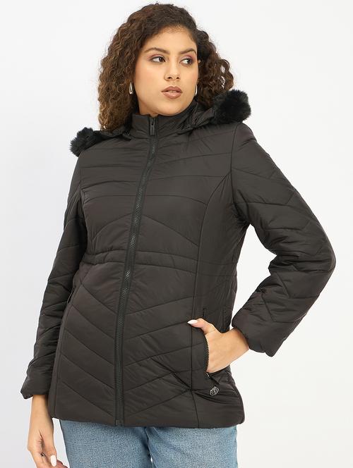 women hooded long sleeves puffer jacket - 21797029 - Very Small Image - 1