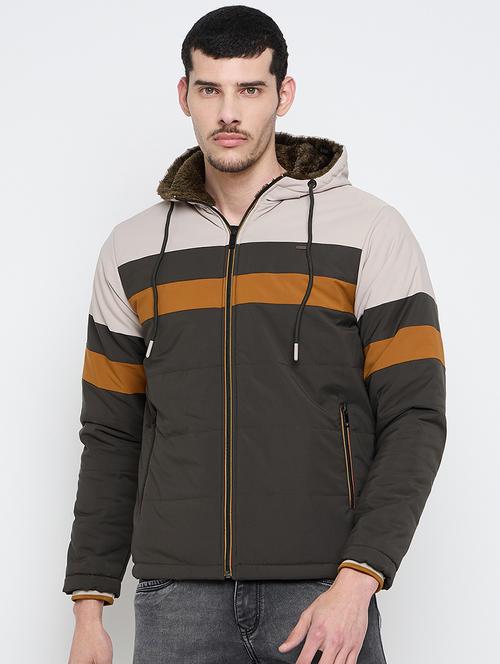 men color blocked hooded puffer jacket - 21839927 - Very Small Image - 1