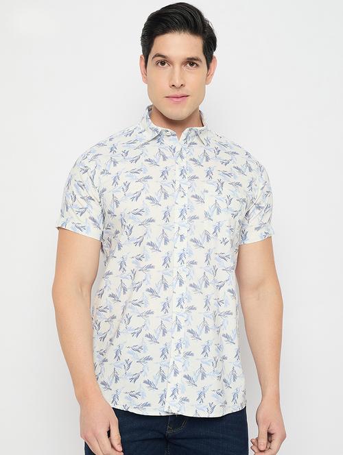 men printed short sleeve slim fit casual shirt - 21840127 - Very Small Image - 1