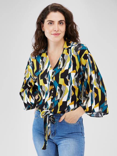 women abstract printed collared regular shirt - 21840214 - Very Small Image - 1