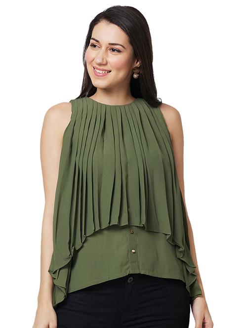 women solid sleeveless layered top - 21840288 - Very Small Image - 1