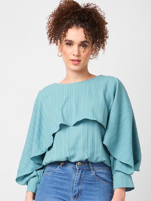 women solid long sleeves blouson top - 21840306 - Very Small Image - 1
