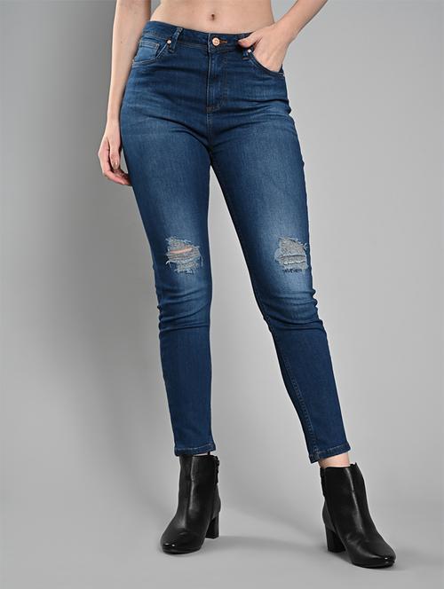 women distressed mid rise skinny fit jeans - 21840660 - Very Small Image - 1