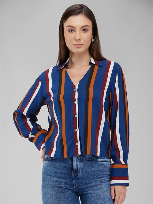 women striped collared regular shirt - 21840706 - Very Small Image - 1