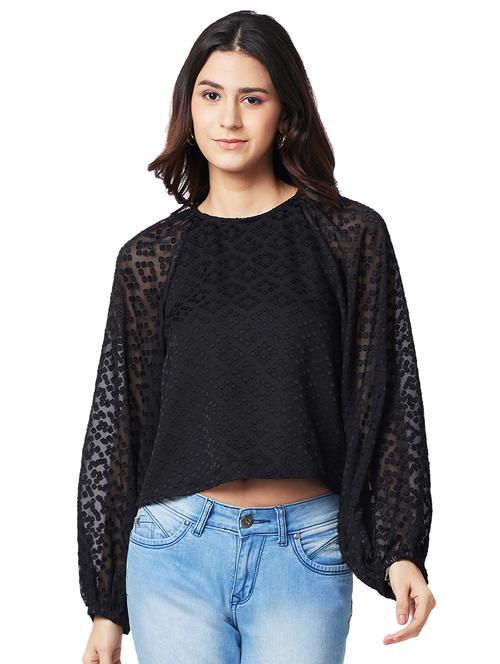 women self designed puff sleeves regular top - 21840744 - Very Small Image - 1